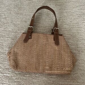 Brand new brown raffia bag - shoulder bag or top handle straw bag